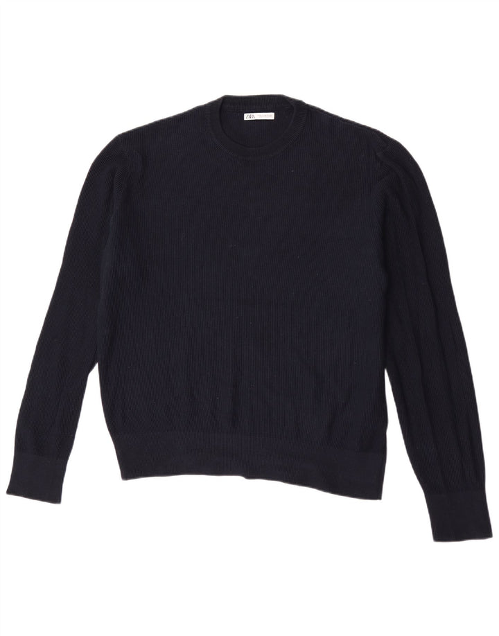 Maglione maglione girocollo da uomo Zara blu navy medio