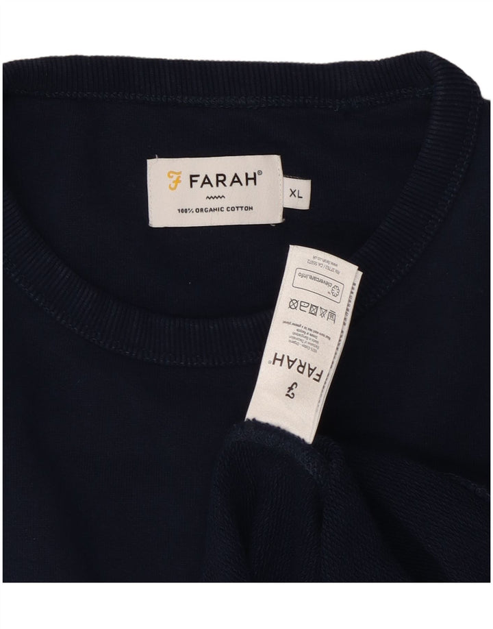 Maglione maglione girocollo da uomo FARAH XL in cotone blu navy