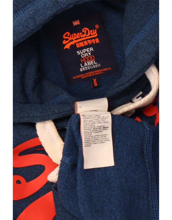 Felpa con cappuccio grafica da uomo SUPERDRY XS blu poliestere