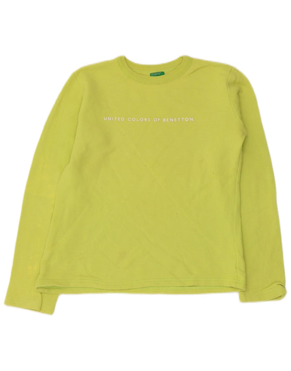 Felpa Grafica Bambina Benetton Maglione 11-12 Anni XL Cotone Verde
