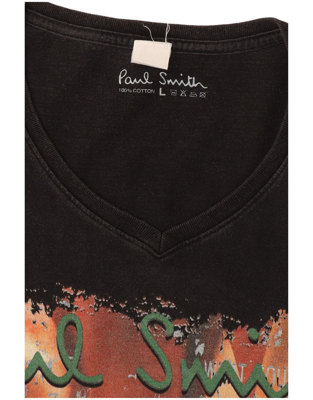 T-shirt grafica da uomo Paul Smith grande in cotone nero