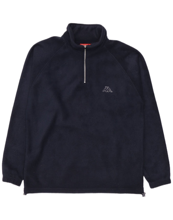 Kappa Mens Zip Neck Fleece Jumper Large Navy Blue Polyester