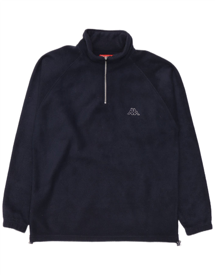 Kappa Mens Zip Neck Fleece Jumper Large Navy Blue Polyester
