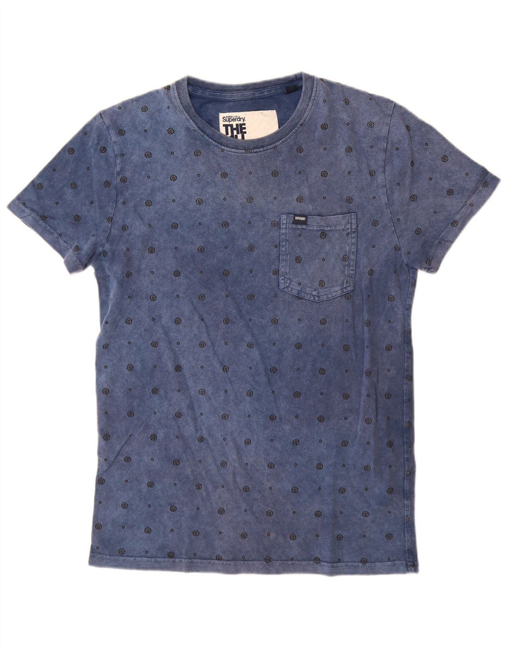 T-shirt da uomo Superdry Top Small in cotone maculato blu