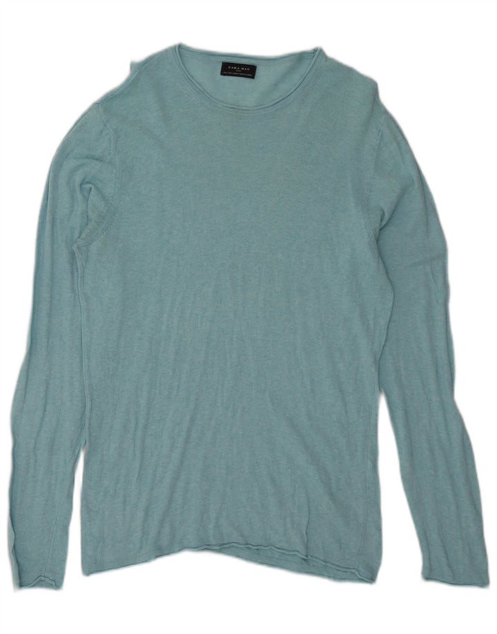 Maglione maglione girocollo da uomo Zara grande blu
