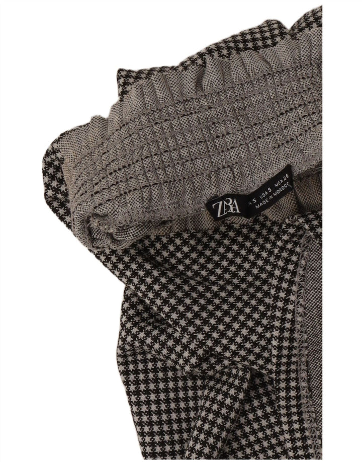 Top corto da donna Zara UK 10 piccolo pied de poule nero