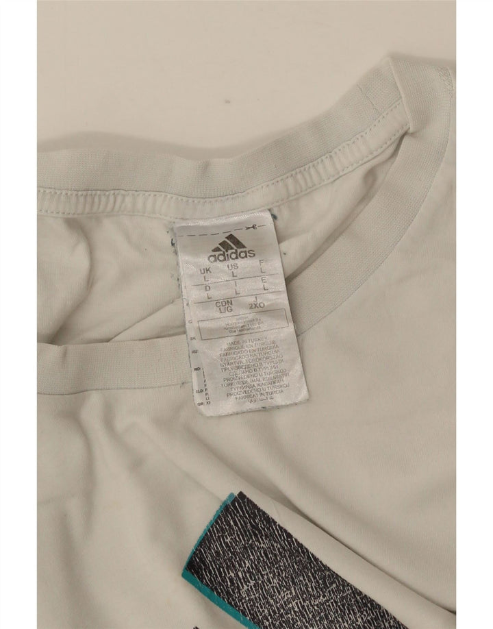 T-shirt grafica da uomo ADIDAS Top grande in cotone bianco