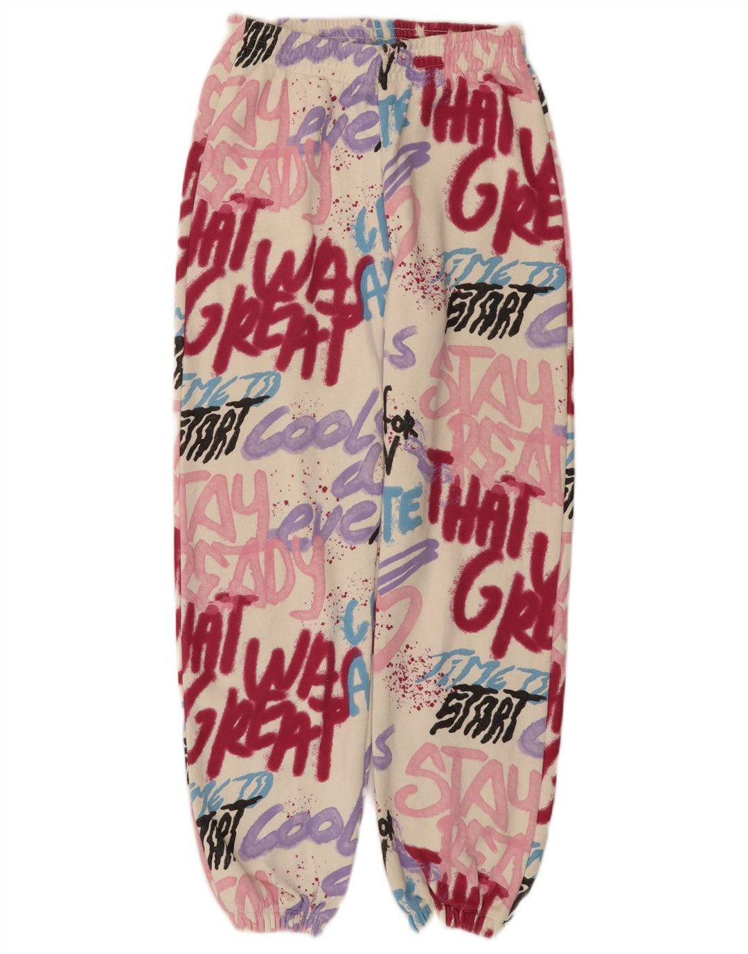 Pantaloni da tuta con grafica ZARA per ragazze 13-14 anni in cotone bianco sporco