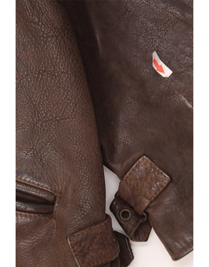 Giacca in pelle vintage da uomo UK 36 piccola marrone