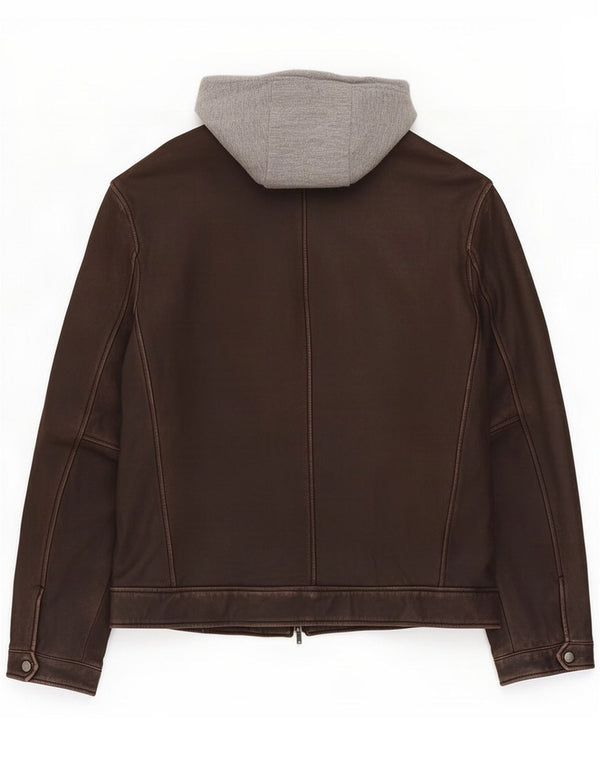 Conbipel Giacca in pelle con cappuccio da uomo IT 52 Large Marrone