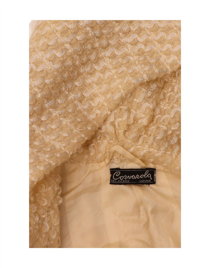 Cappotto vintage da donna con cappuccio UK 12 a righe gialle medie