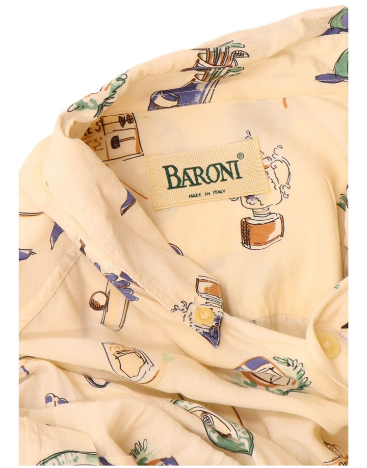 BARONI Camicia grafica da uomo a maniche corte grande in viscosa bianco sporco