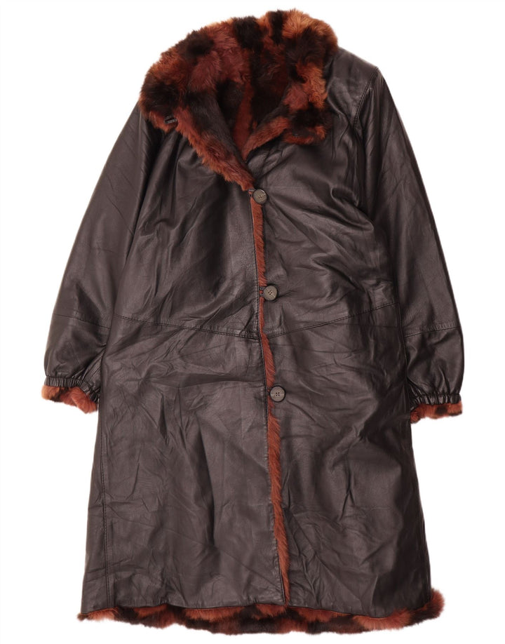 Cappotto Shearling Oversize Donna Fontani IT 44 Pelle Marrone Medio