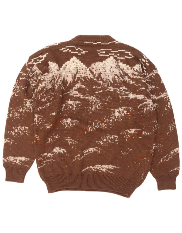 4 Castella Maglione girocollo con grafica da uomo IT 52 Large in lana marrone