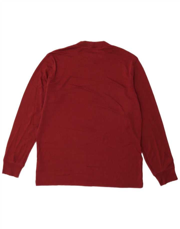 Top da uomo Lands End a maniche lunghe in cotone bordeaux medio