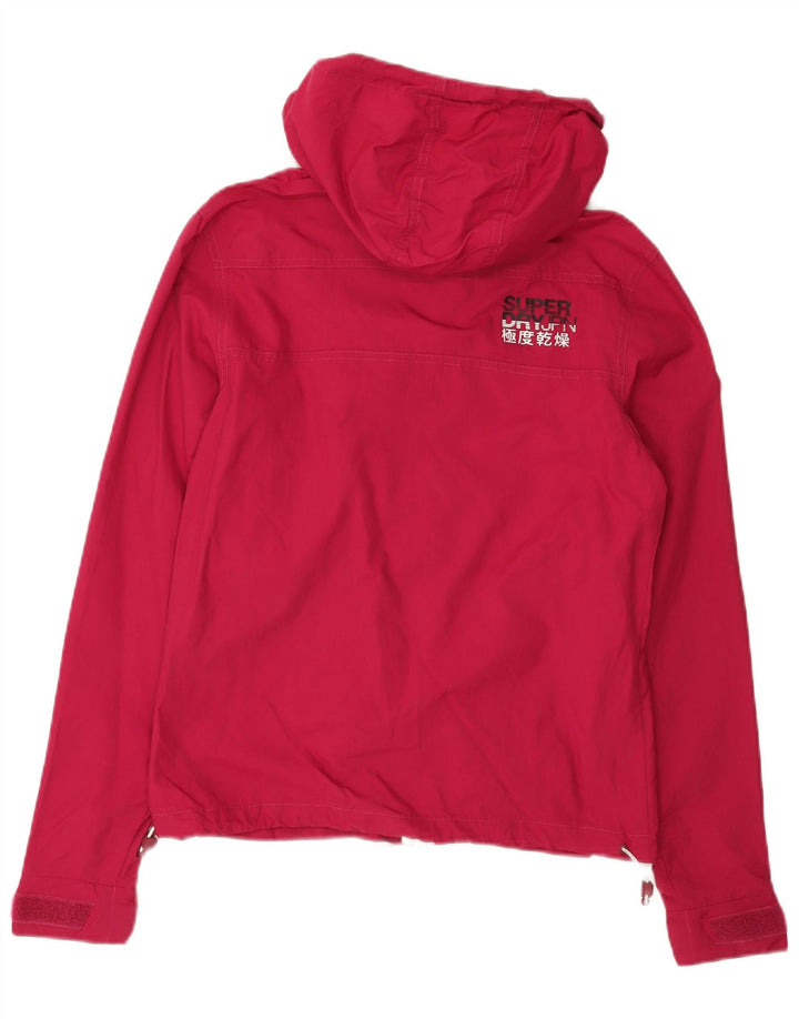 Giacca antipioggia da donna con cappuccio SUPERDRY UK 10 piccola in nylon rosso
