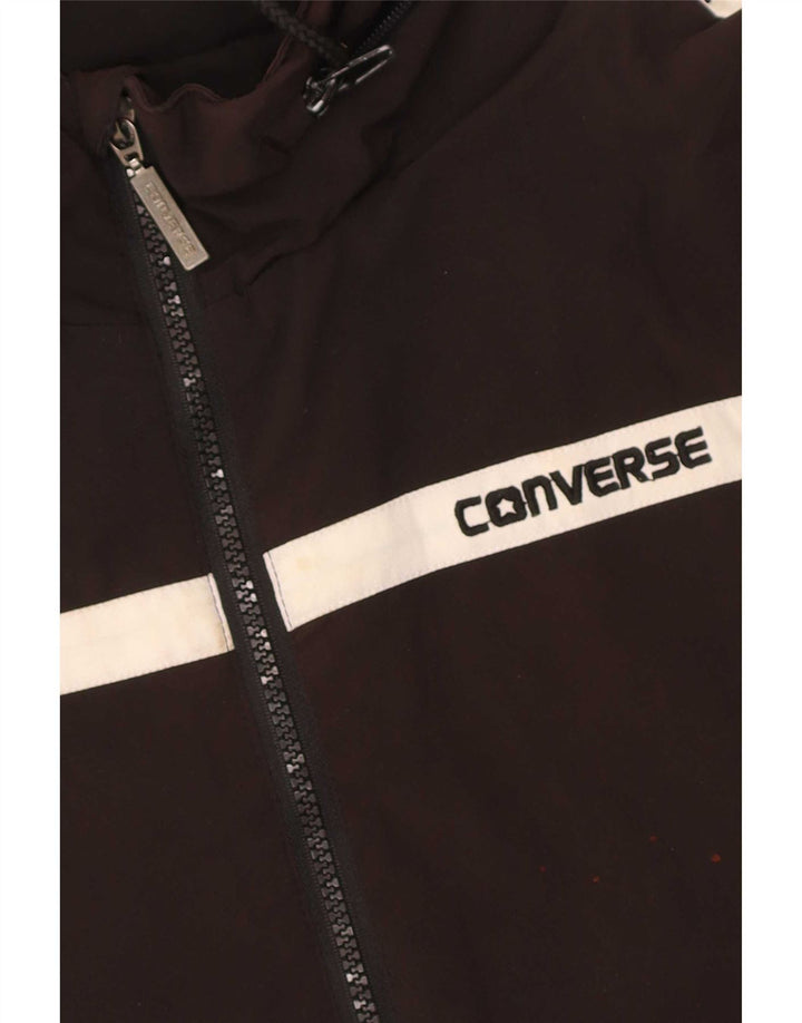 Giacca a vento con cappuccio da donna Converse UK 14 Medium Black Colourblock