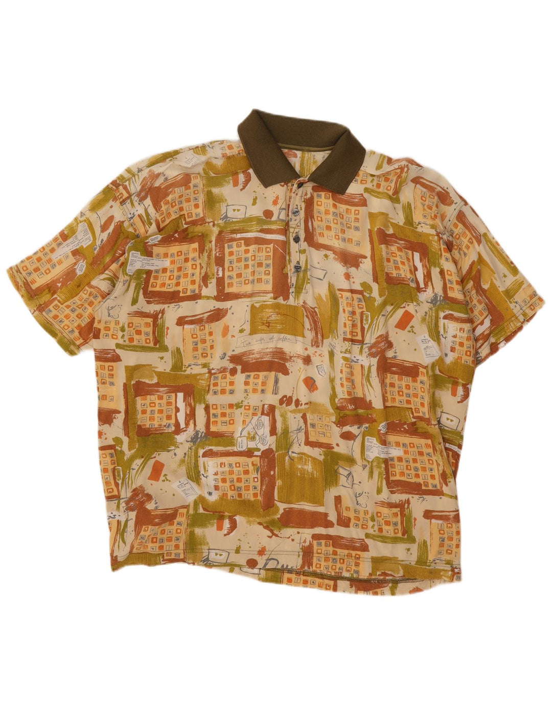 Camicia pullover vintage a maniche corte da uomo 2XL Patchwork multicolore