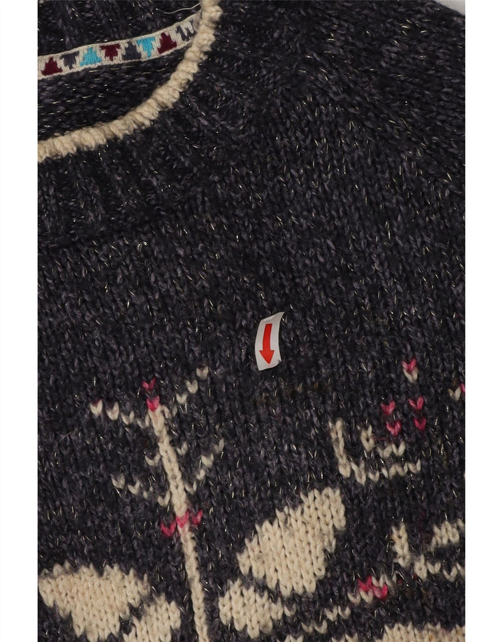 Maglione maglione girocollo da donna Weird Fish UK 10 Small Blu Navy Fair Isle