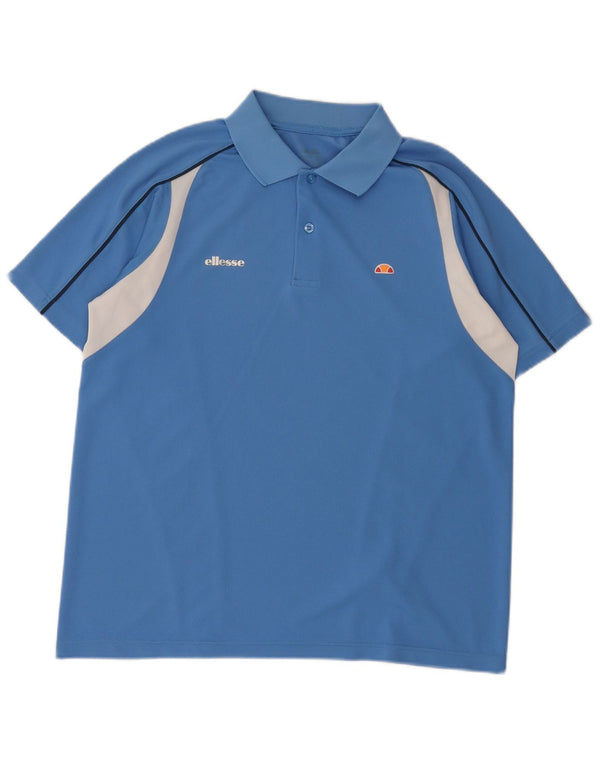 Polo da uomo Ellesse color block blu medio