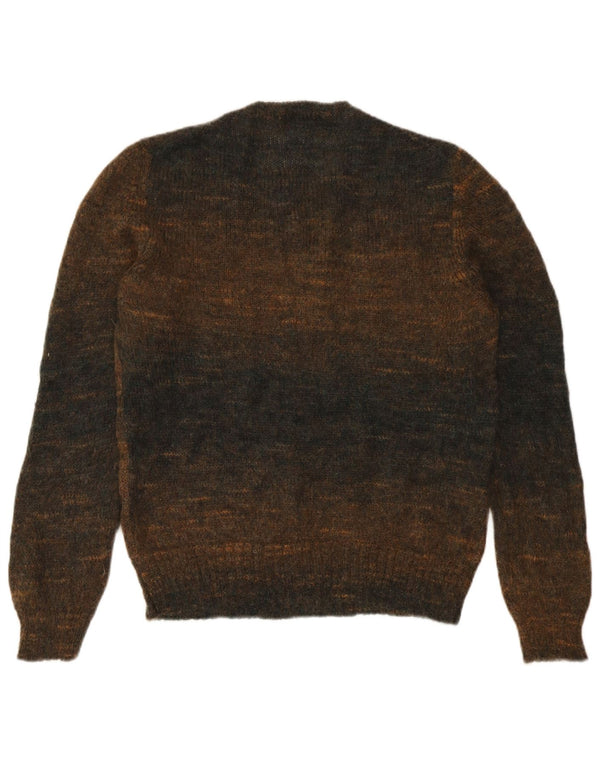 Maglione maglione girocollo da uomo Oris IT 48 Mohair a righe marrone medio