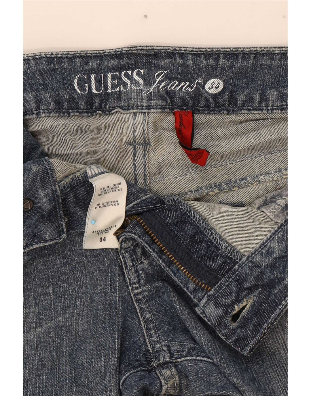 Jeans Bootcut invecchiati Guess da donna W34 L30 cotone blu