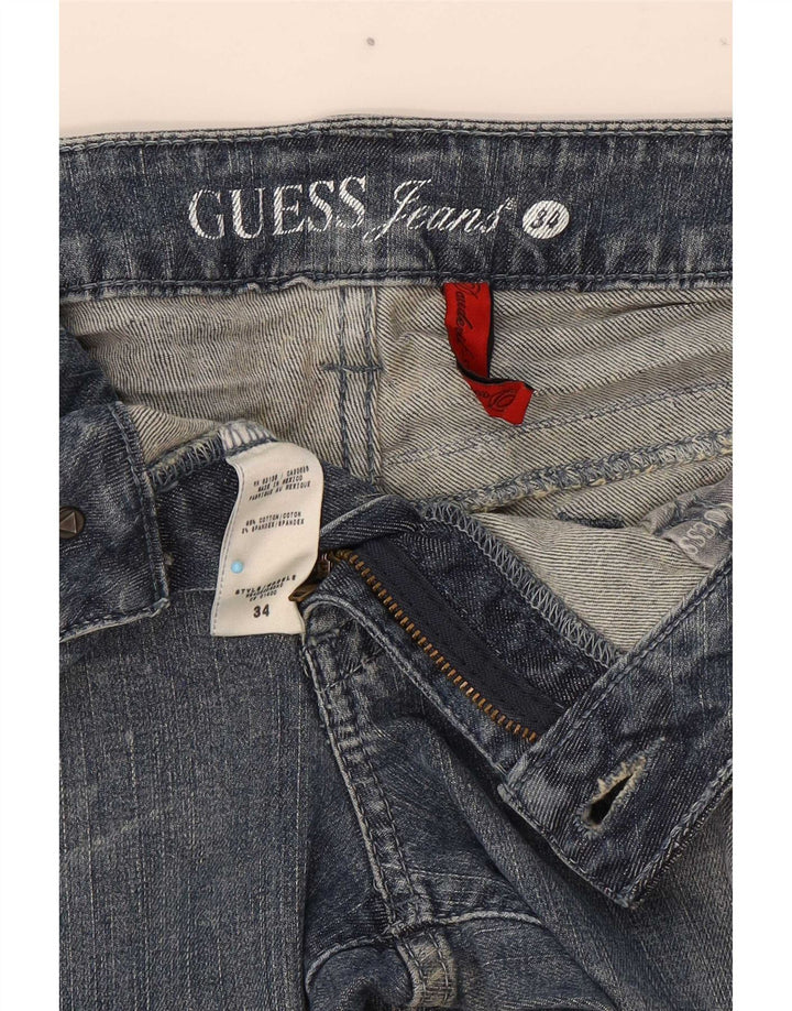 Jeans Bootcut invecchiati Guess da donna W34 L30 cotone blu
