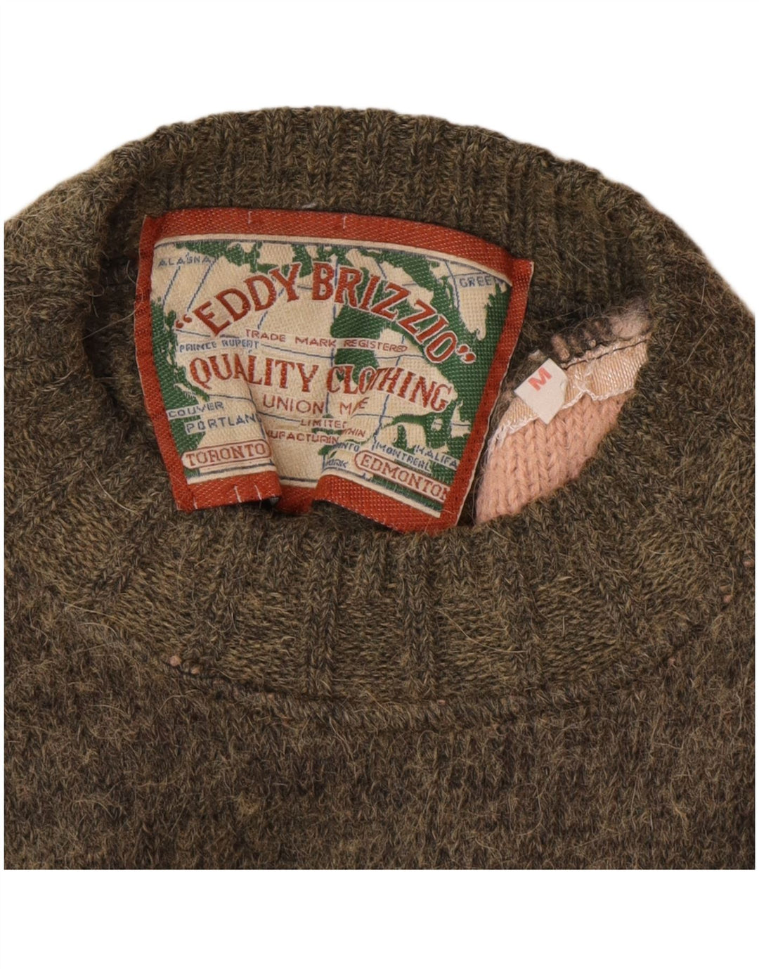 Maglione maglione girocollo da uomo vintage medio kaki Fair Isle