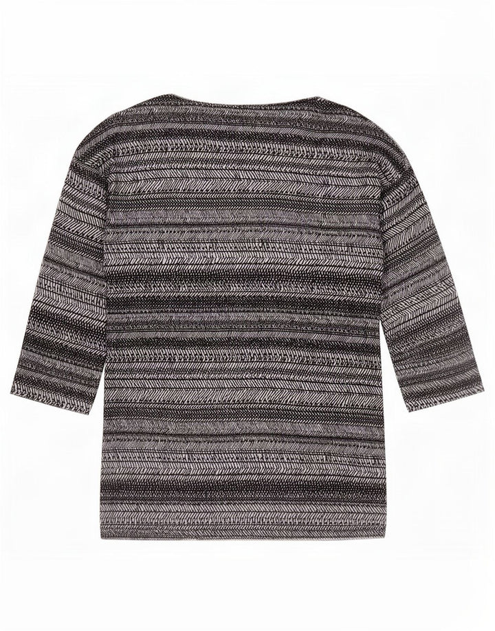 Marks & Spencer Top da donna manica 3/4 UK 8 piccolo a righe bianco sporco