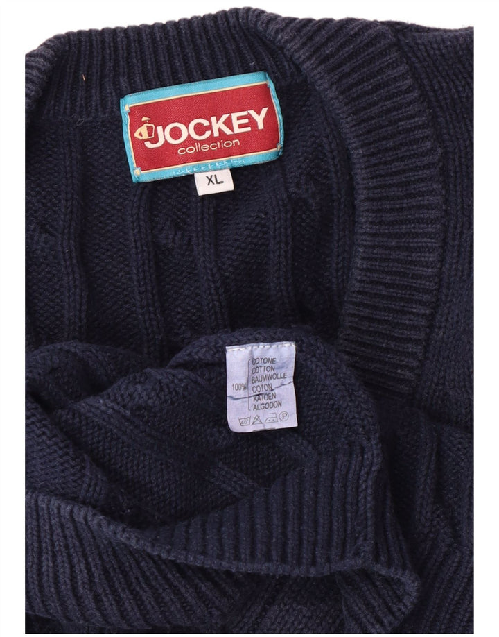 Maglione da uomo con scollo a V Jockey XL in cotone blu navy