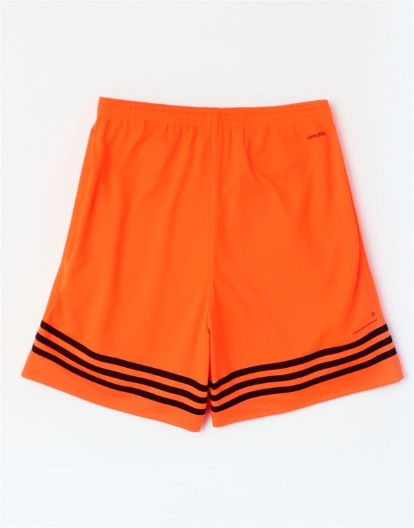 Pantaloncini sportivi Adidas Climalite da uomo, sportivi in poliestere a righe arancioni medie