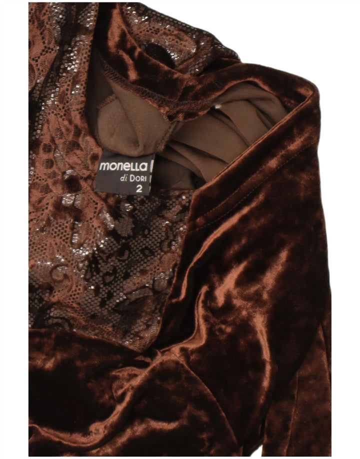 Body a maniche lunghe da donna Monello US 2 XS Acetato floreale marrone