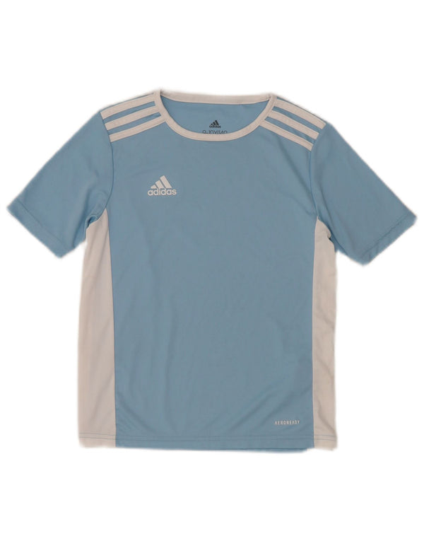 Maglietta Adidas Aeroready da ragazzo, 9-10 anni, in poliestere color block blu