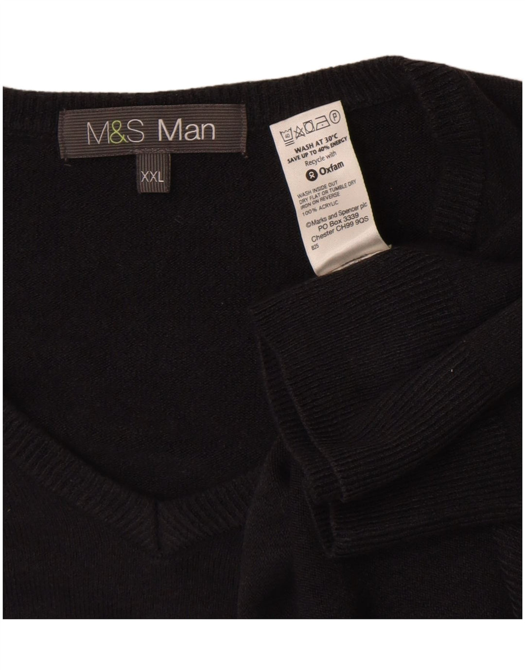 Maglione da uomo con scollo a V Marks & Spencer 2XL acrilico blu navy
