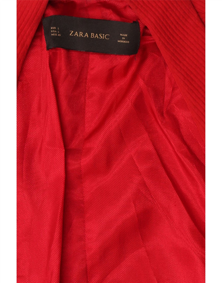 Giacca blazer aperta da donna con maniche a 3/4 Zara UK 16 grande rossa