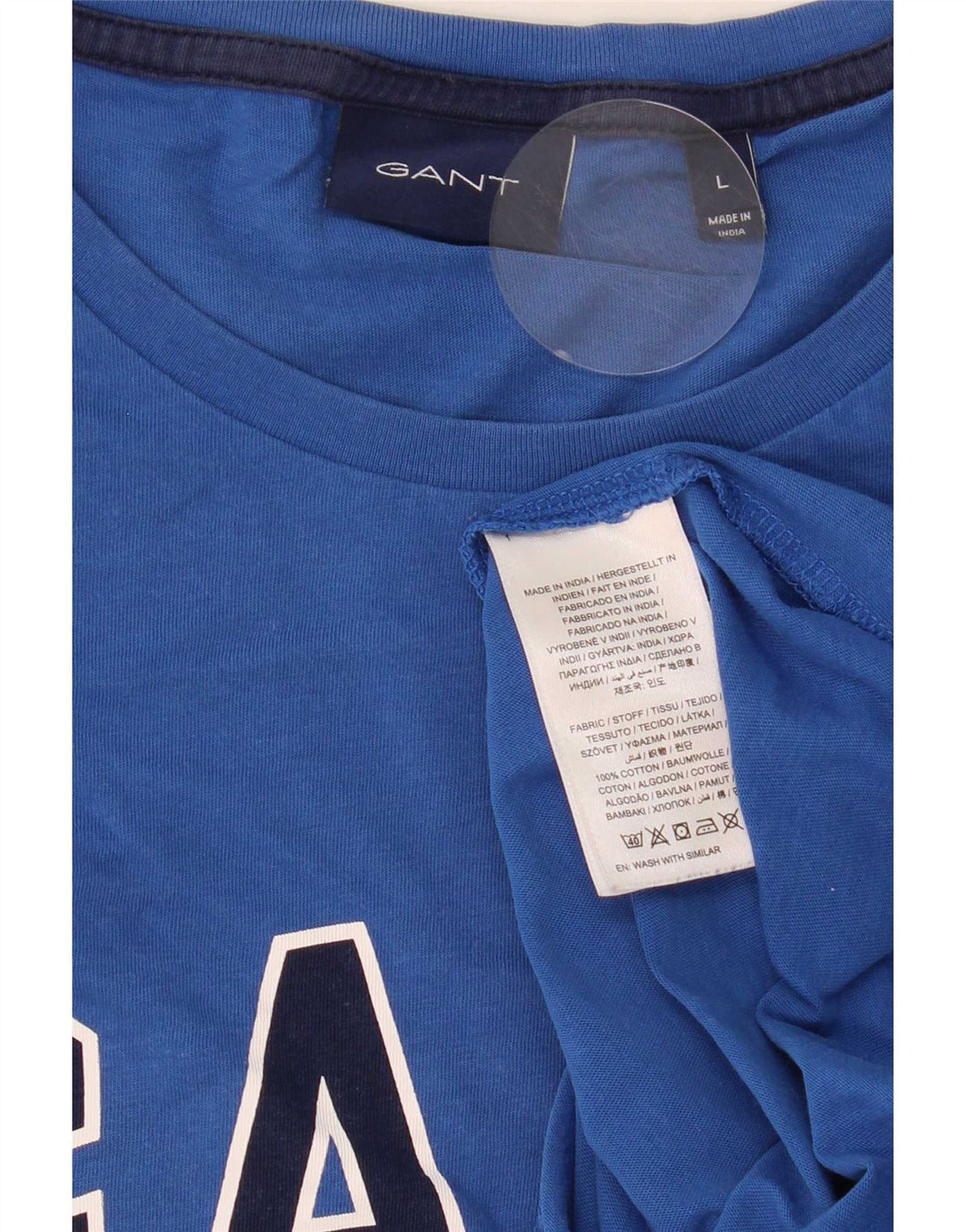Gant T-shirt grafica da uomo Top grande in cotone blu