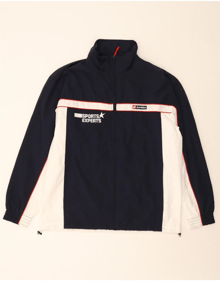 LOTTO Mens Graphic Tracksuit Top Jacket XL Navy Blue Colourblock Polyester Vintage Lotto and Second-Hand Lotto from Messina Hembry 
