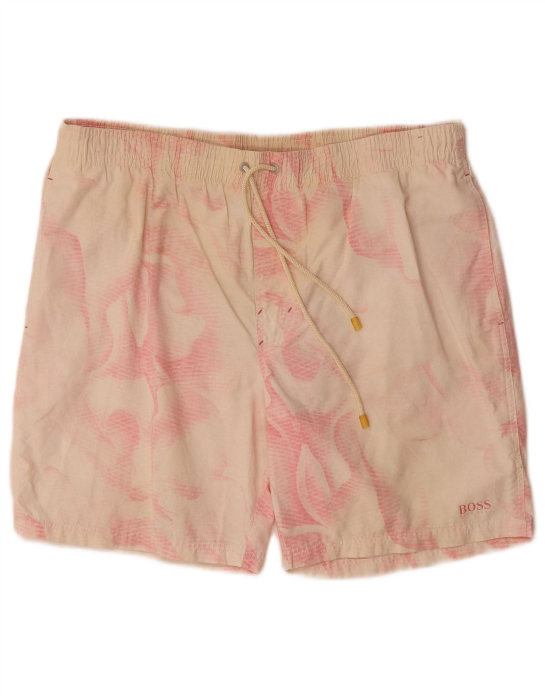 Pantaloncini da bagno da uomo Hugo Boss piccoli in cotone tie-dye bianco