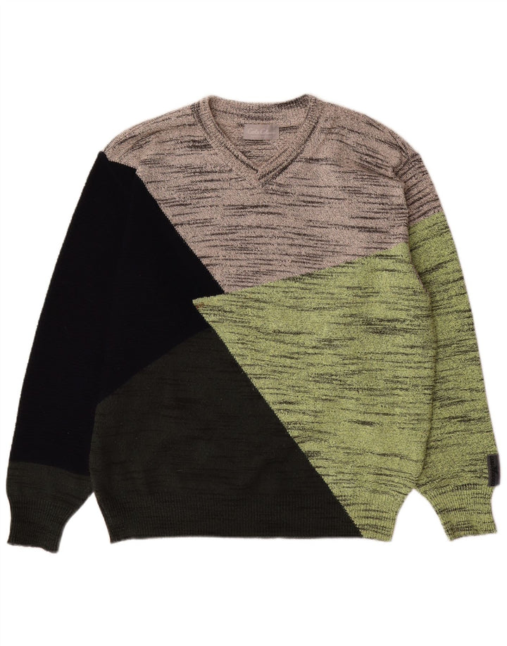 Carlo Colucci Maglione da Uomo con Scollo a V IT 52 Large Multicolore