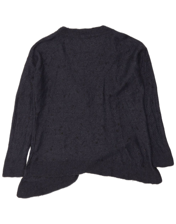 Maglione oversize con scollo a V da donna Zara UK 14 blu navy medio chiazzato