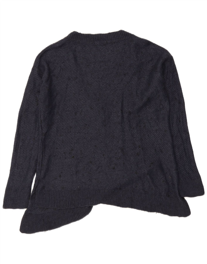 Maglione oversize con scollo a V da donna Zara UK 14 blu navy medio chiazzato