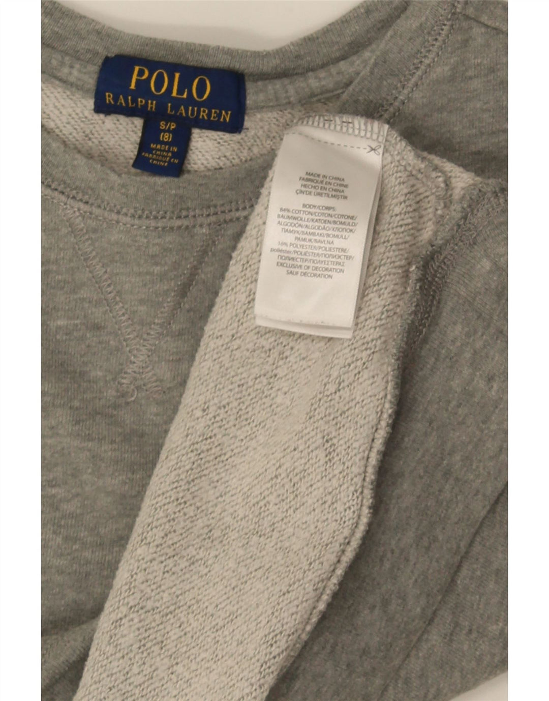 Felpa Polo Ralph Lauren per ragazzi, 7-8 anni, piccola, grigia screziata