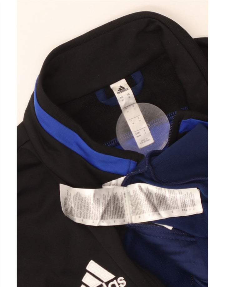 Giacca da ginnastica da uomo Adidas, giacca media, in poliestere color block blu navy