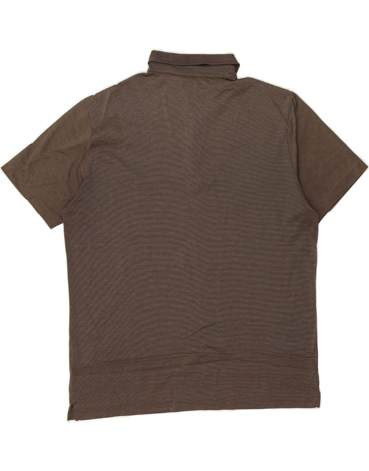 HUGO BOSS Mens Polo Shirt Medium Brown Pinstripe Cotton Vintage Hugo Boss and Second-Hand Hugo Boss from Messina Hembry 