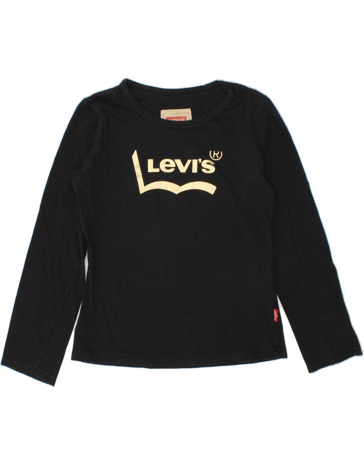 LEVI'S Girls Graphic Top Long Sleeve 7-8 Years Black Cotton Vintage Levi's and Second-Hand Levi's from Messina Hembry 