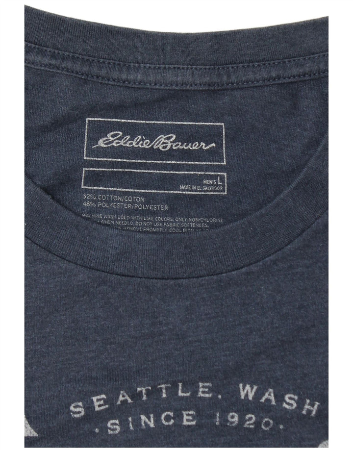 EDDIE BAUER T-shirt grafica da uomo Top grande in cotone blu
