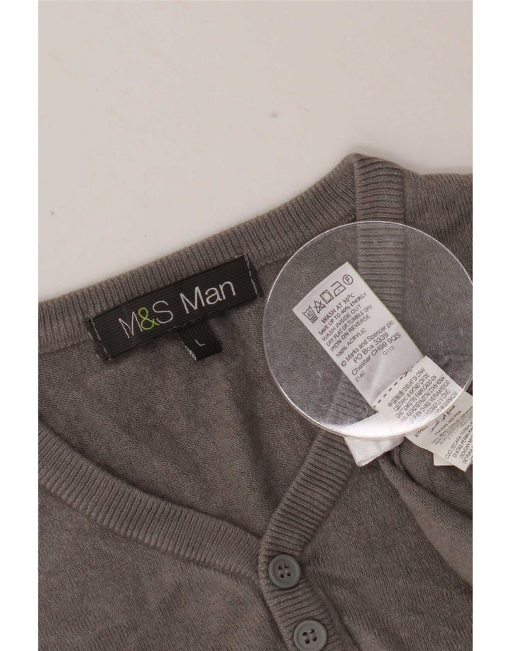 Maglione da uomo con scollo a V Marks & Spencer grande acrilico grigio