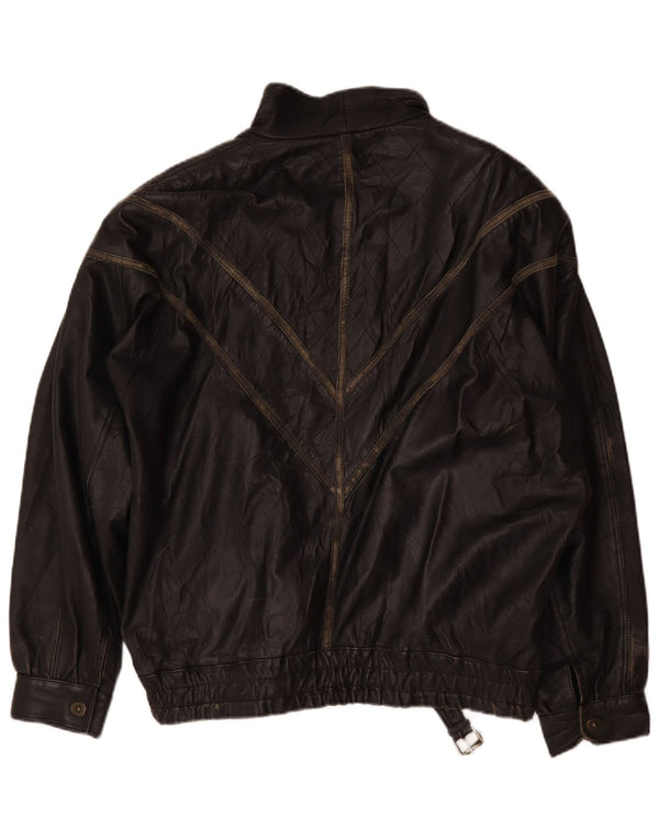 Giacca in pelle vintage da uomo UK 44 2XL Nera