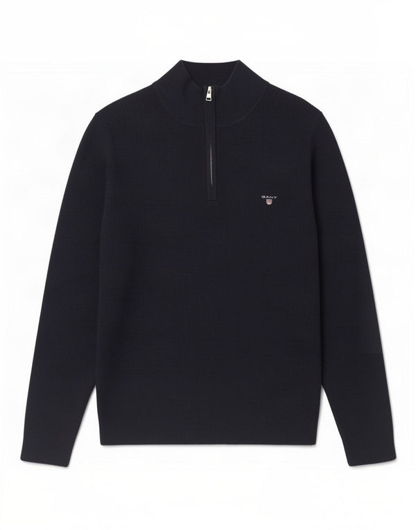 Gant Maglione da uomo con zip e collo 2XL in cotone blu navy