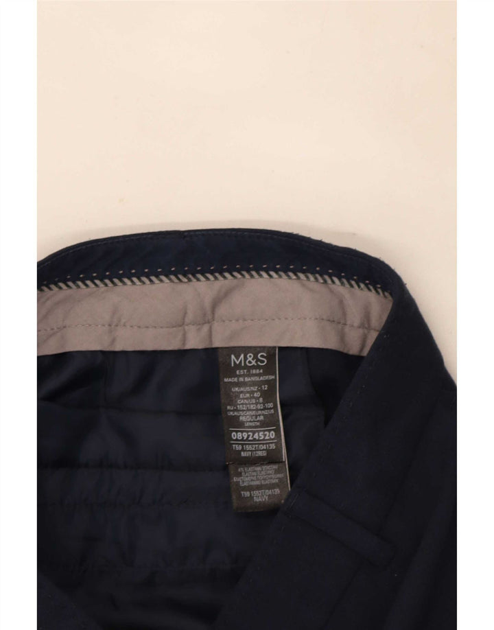 Pantaloni da abito da donna Marks & Spencer UK 12 Medium W30 L30 Blu Navy
